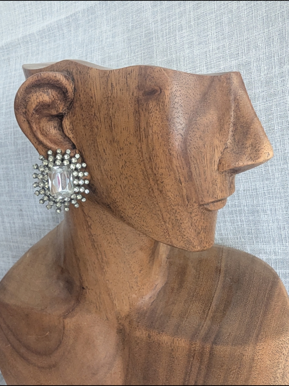 Vintage Clear Rhinestone Crystal Cluster Clip-On Earrings